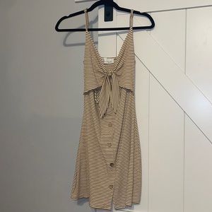 Striped mustard yellow and white dress